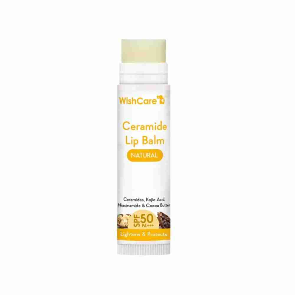WishCare Ceramide Lip Balm, Natural with SPF 50 PA+++.