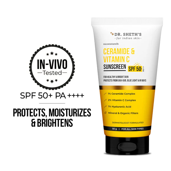 Dr. Sheth's Ceramide & Vitamin C Sunscreen SPF 50+ PA+++-50 gram